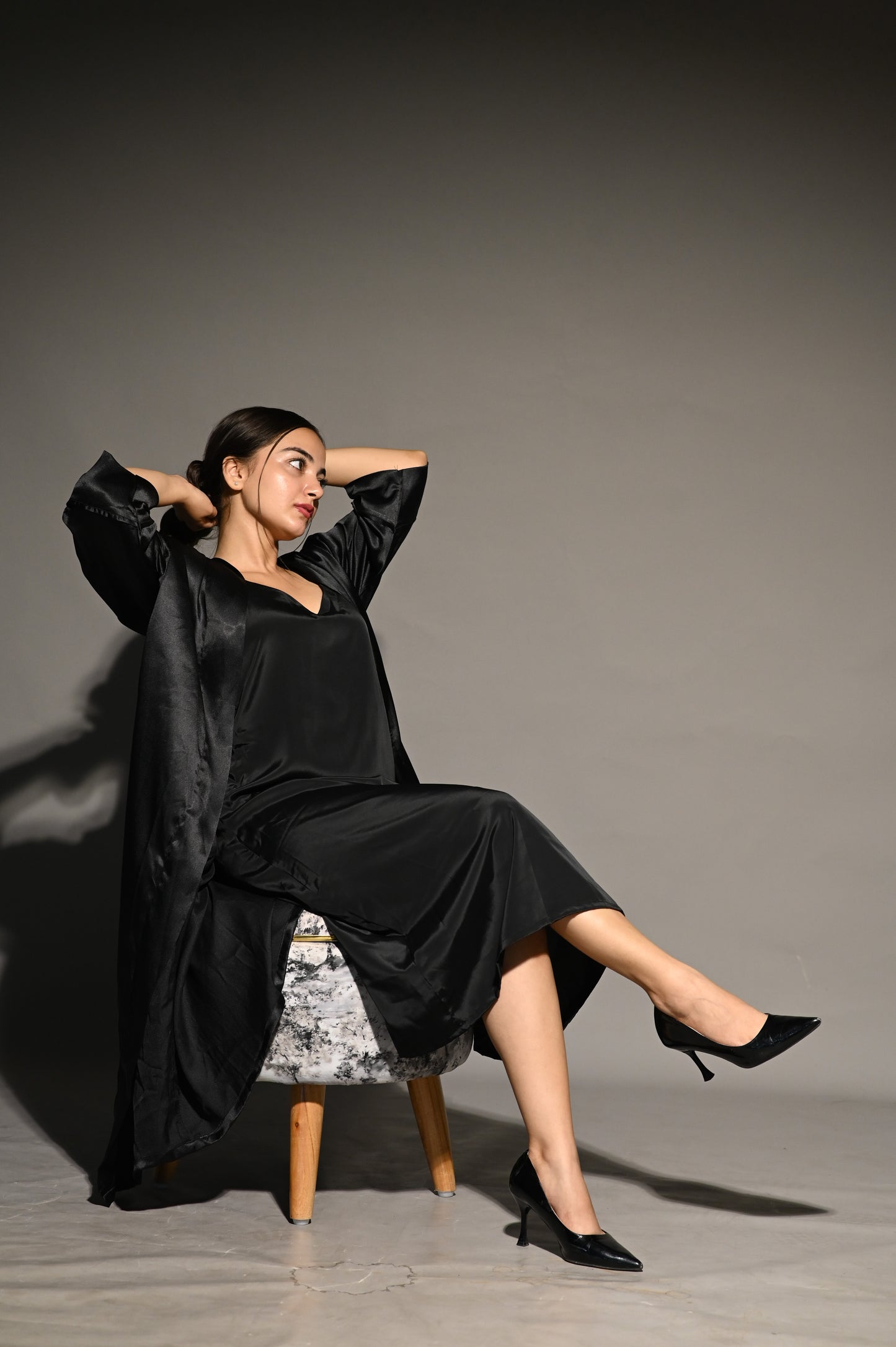 Slip Dress & Robe - Noire