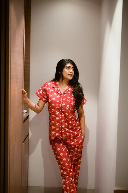 Floral Soirée- Half Sleeves Shirt & Pants